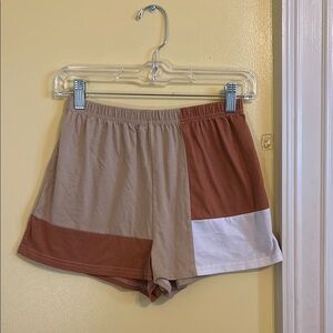 Colorblock Women's Shorts - Brown and Beige